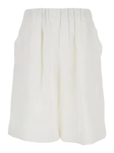 ANTONELLI WHITE BERMUDA SHORTS WITH ELASTIC WAIST AND SIDE POCKET