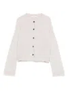 Antonelli Fuzzy Cropped Cardigan With Ribbed Details In White