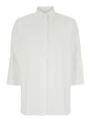 Antonelli White Oversized Shirt With Classic Collar And Three-quarter Sleeves In Cotton Woman In White