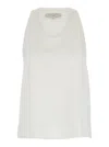 ANTONELLI WHITE SLEEVELESS AND FLARED TOP IN SILK BLEND WOMAN