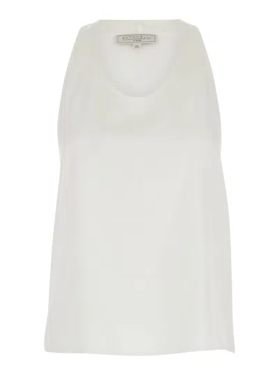ANTONELLI WHITE SLEEVELESS AND FLARED TOP IN SILK BLEND WOMAN