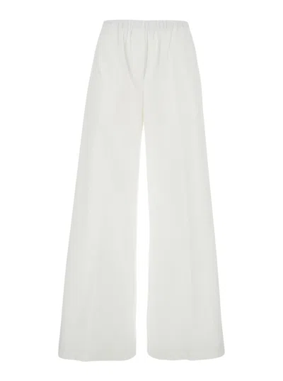 Antonelli White Trousers With Elastic Waist Band In Cotton Woman