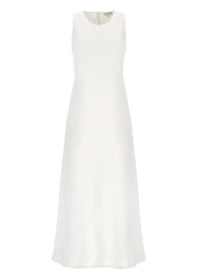 Antonelli White Viscose And Linen Long Dress