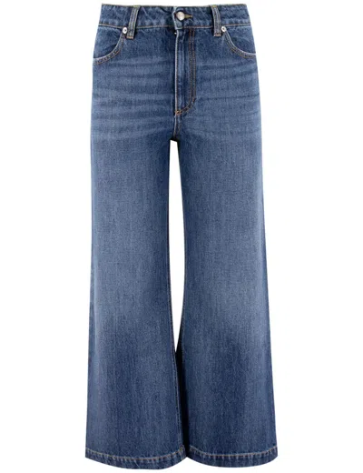 Antonelli Wide-leg Blue Jeans With Subtle Fade