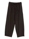 Antonelli Wide Leg Cropped Trousers With Drawstring Waistband In Brown