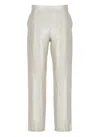 Antonelli Wide Leg Gold Linen Pants With Side Zip In Gray