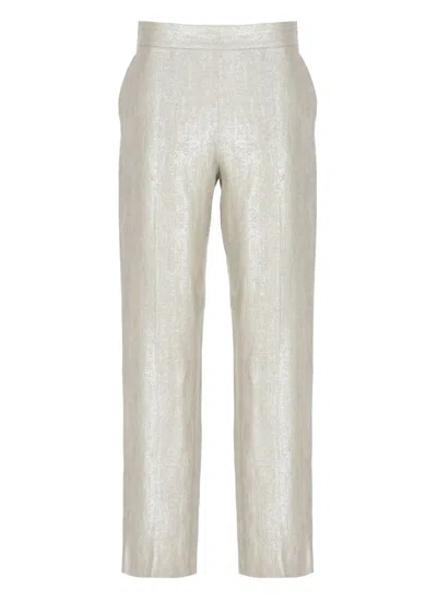 ANTONELLI WIDE LEG GOLD LINEN PANTS WITH SIDE ZIP