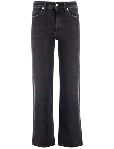 Antonelli Wide-leg Jeans With Vintage Wash In Black