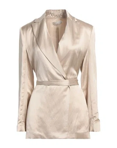 Antonelli Woman Blazer Beige Size 8 Viscose, Linen