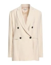 Antonelli Woman Blazer Beige Size 8 Viscose, Linen In Neutral