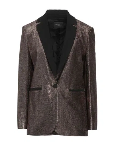 Antonelli Woman Blazer Bronze Size 8 Viscose, Modal, Polyester In Yellow
