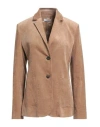 Antonelli Woman Blazer Camel Size 10 Cotton, Viscose, Elastane In Brown