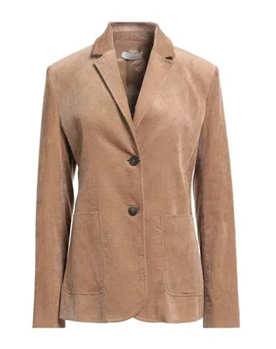 Antonelli Woman Blazer Camel Size 10 Cotton, Viscose, Elastane In Brown