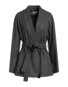 Antonelli Woman Blazer Charcoal Size 12 Wool, Polyester, Viscose, Elastane In Gray