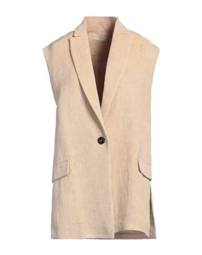 Antonelli Woman Blazer Sand Size 6 Linen, Viscose In Brown