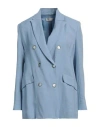 Antonelli Woman Blazer Sky Blue Size 6 Viscose, Linen