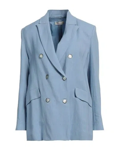 Antonelli Woman Blazer Sky Blue Size 6 Viscose, Linen In Blue