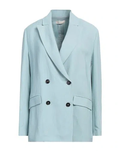 Antonelli Woman Blazer Turquoise Size 6 Viscose, Linen In Blue