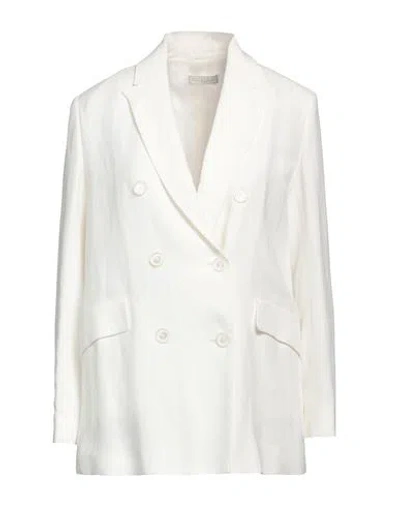 Antonelli Woman Blazer White Size 4 Viscose, Linen In White