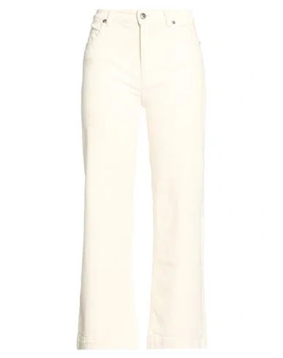 Antonelli Woman Jeans Ivory Size 12 Cotton, Elastane In White