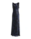 Antonelli Woman Maxi Dress Midnight Blue Size 12 Silk In Black