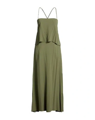 Antonelli Woman Maxi Dress Military Green Size S Viscose, Silk