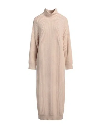 Antonelli Woman Midi Dress Beige Size M Virgin Wool, Silk, Cashmere