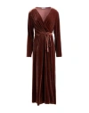 Antonelli Woman Midi Dress Brown Size 8 Viscose, Silk In Brown