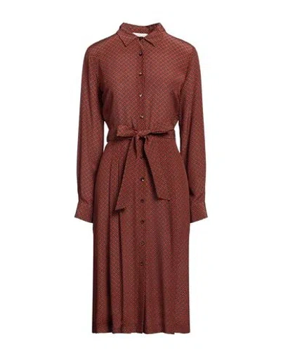 Antonelli Woman Midi Dress Cocoa Size 6 Silk In Brown