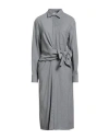 Antonelli Woman Midi Dress Grey Size 12 Virgin Wool, Viscose, Polyester, Elastane In Gray