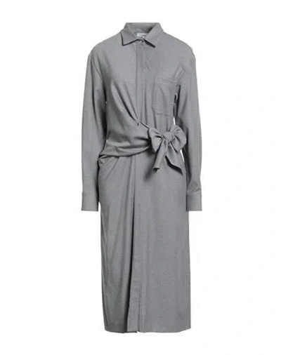 Antonelli Woman Midi Dress Grey Size 12 Virgin Wool, Viscose, Polyester, Elastane In Gray
