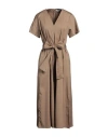 Antonelli Woman Midi Dress Khaki Size 10 Cotton In Beige