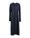 Antonelli Woman Midi Dress Navy Size 10 Virgin Wool, Viscose, Polyamide In Blue