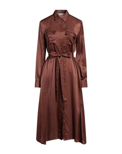 Antonelli Woman Midi Dress Rust Size 12 Silk In Red