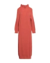 Antonelli Woman Midi Dress Rust Size M Virgin Wool, Silk, Cashmere In Red