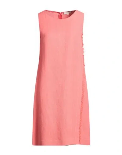 Antonelli Woman Midi Dress Salmon Pink Size 8 Viscose, Linen
