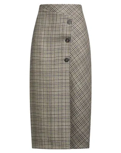 Antonelli Woman Midi Skirt Beige Size 4 Virgin Wool In Multi
