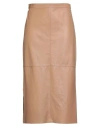Antonelli Woman Midi Skirt Camel Size 6 Lambskin In Sand