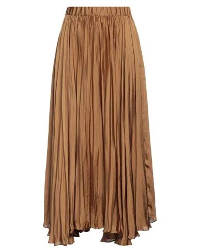 Antonelli Woman Midi Skirt Camel Size 8 Polyester In Beige