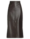 Antonelli Woman Midi Skirt Dark Brown Size 4 Lambskin In Brown