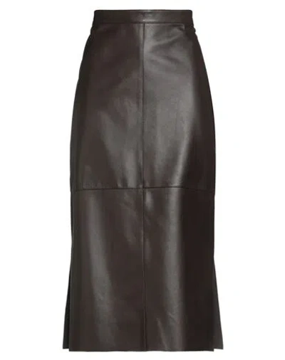 Antonelli Woman Midi Skirt Dark Brown Size 4 Lambskin