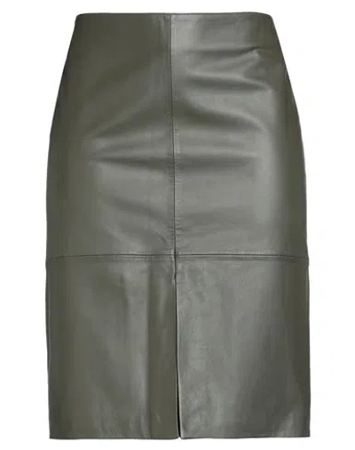 Antonelli Woman Midi Skirt Military Green Size 16 Lambskin