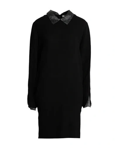 Antonelli Woman Mini Dress Black Size 6 Viscose, Virgin Wool In Multi
