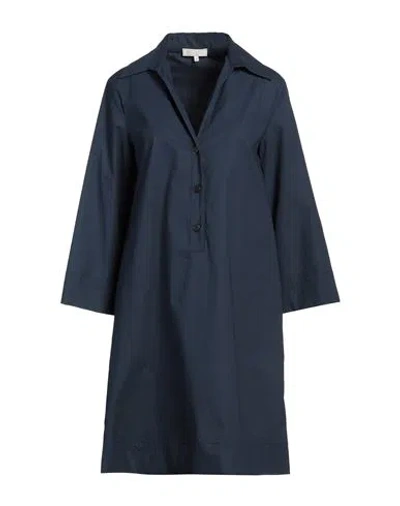 Antonelli Woman Mini Dress Navy Size 6 Cotton, Elastane In Navy Blue