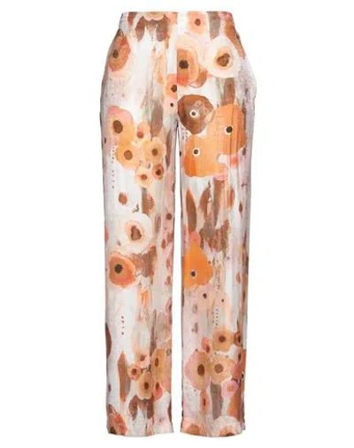 Antonelli Woman Pants Apricot Size 12 Viscose, Silk In Orange