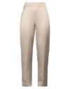 Antonelli Woman Pants Beige Size 10 Viscose, Linen In Beige