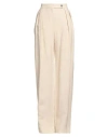 Antonelli Woman Pants Beige Size 6 Viscose, Linen In Beige