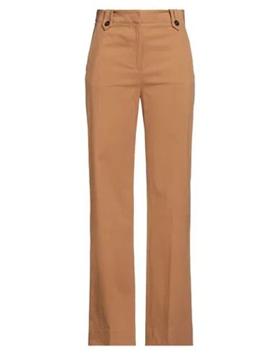 Antonelli Woman Pants Camel Size 6 Cotton, Elastane In Brown