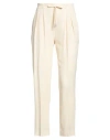 Antonelli Woman Pants Cream Size 10 Silk, Acetate In White