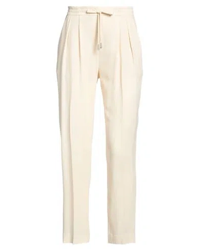 Antonelli Woman Pants Cream Size 10 Silk, Acetate In White